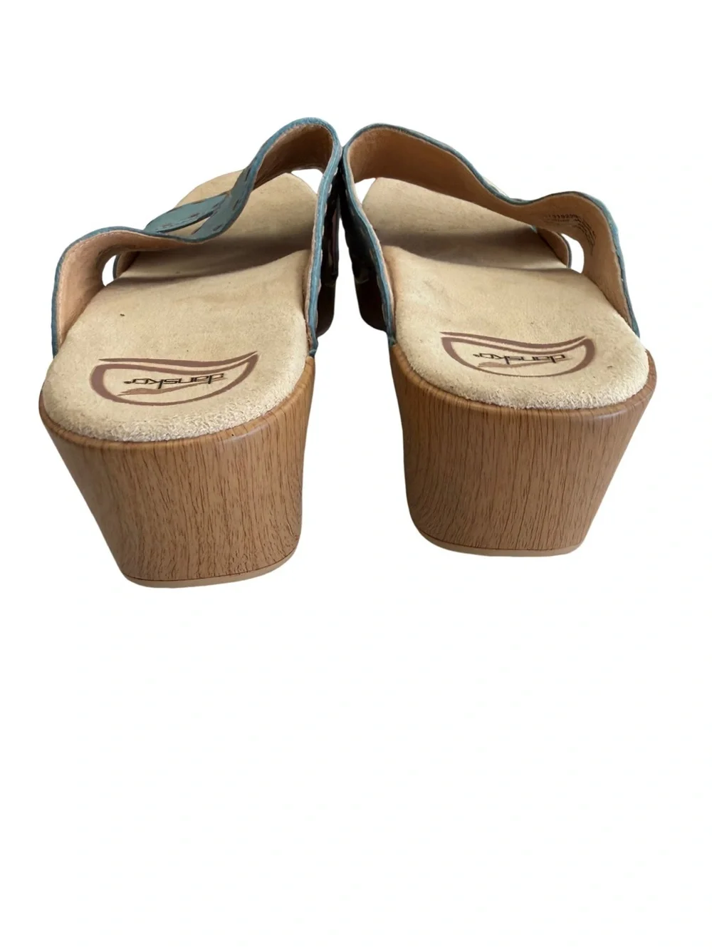 Dansko Blue Floral Cutout Leather Slide Sandals Size 41 US 10.5–11